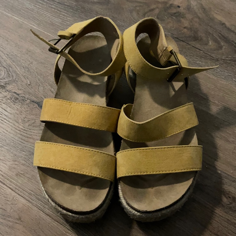 Yellow Wedge Sandals